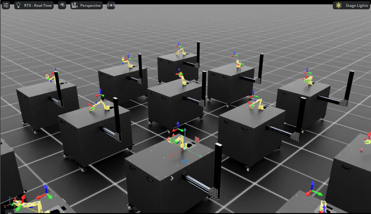 Parallel SO-101 manipulation environments running in NVIDIA Isaac Lab